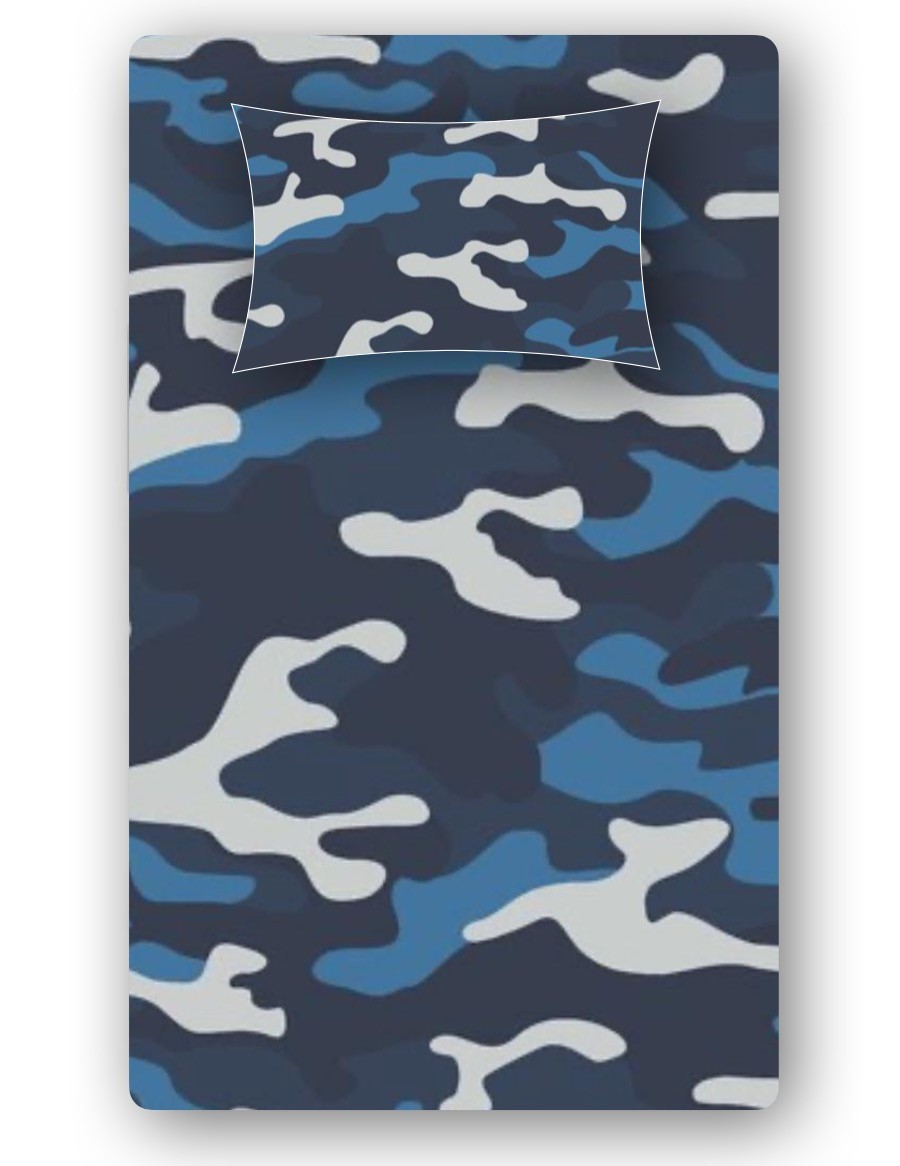 3 Pc. Jersey Knit Cot Sheet Set-Blue Camo